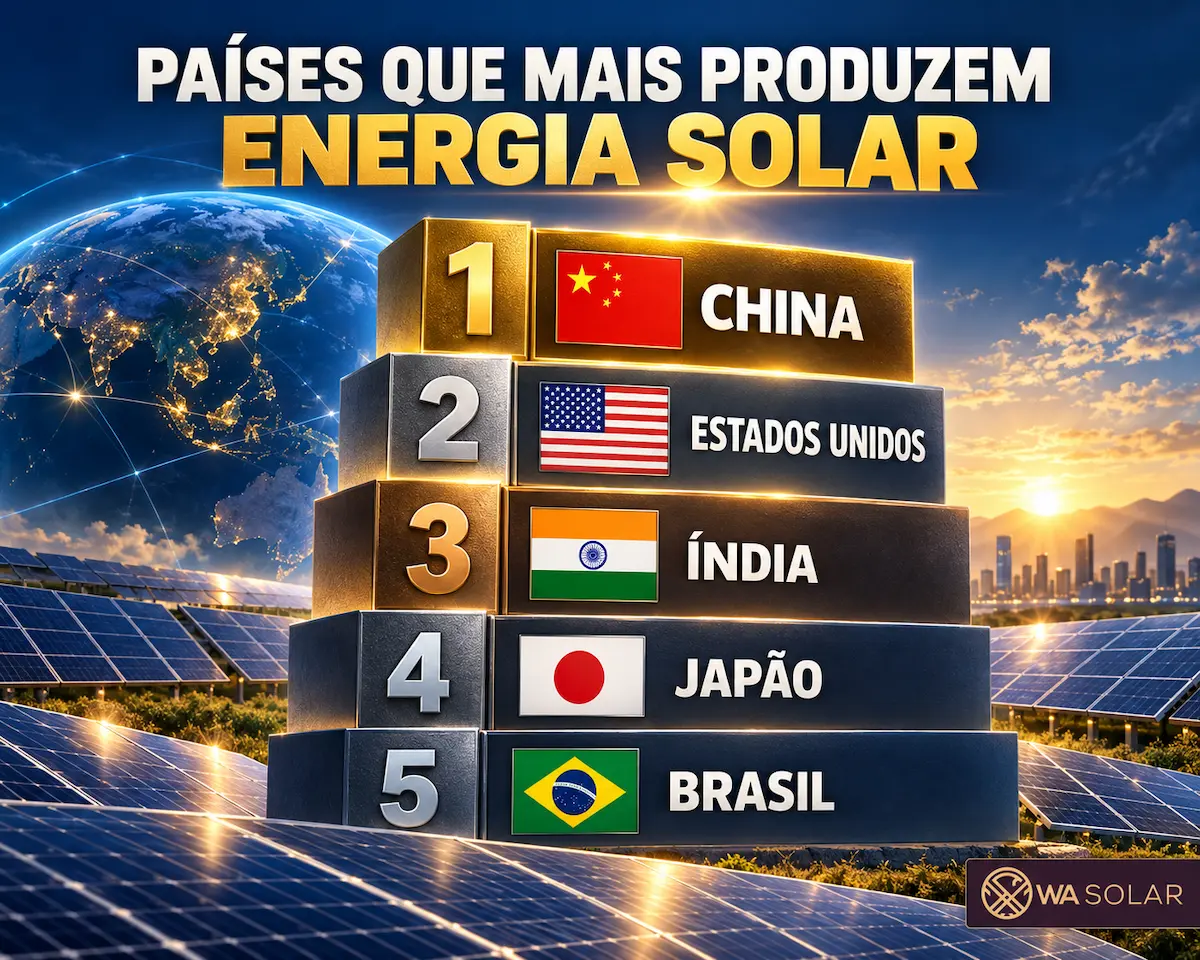 Ranking dos países que mais produzem energia solar no mundo com China Estados Unidos Índia Japão e Brasil