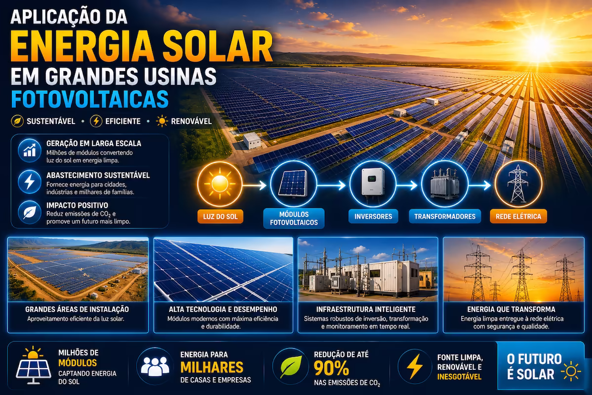 aplicação da energia solar em grandes usinas fotovoltaicas