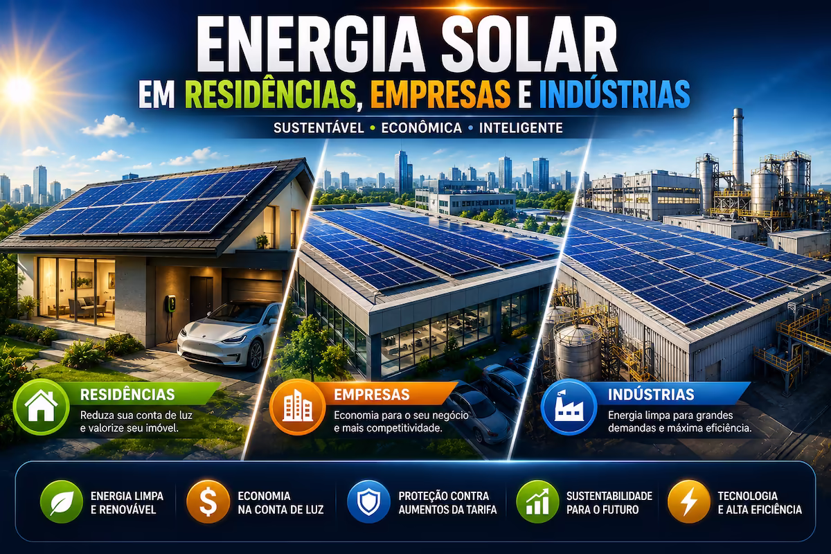 energia solar em residências empresas e indústrias