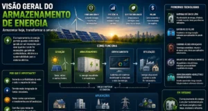 Sistema de armazenamento de energia elétrica em baterias integrado a painéis solares, residência e rede elétrica