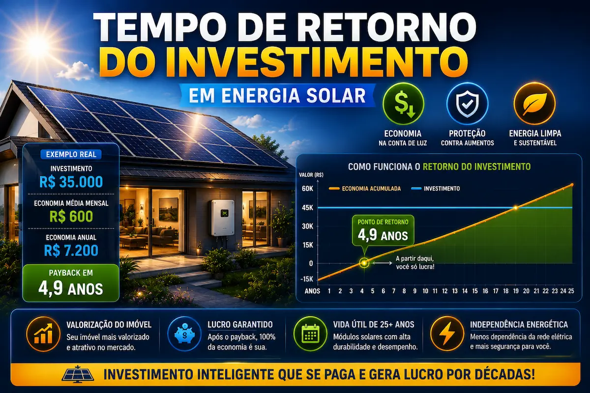 tempo de retorno do investimento em energia solar