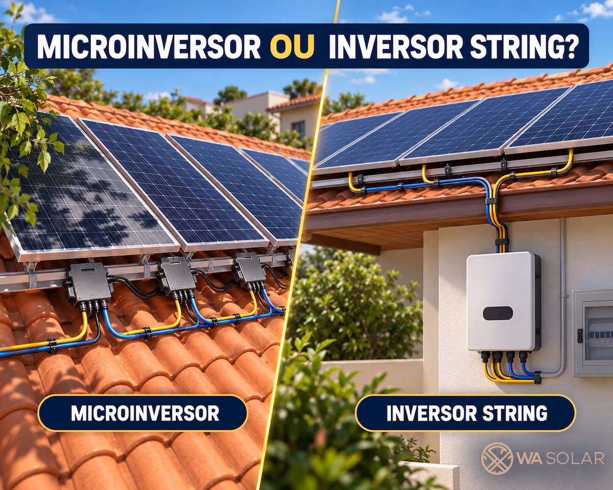 Comparação entre microinversor solar e inversor string em sistema fotovoltaico