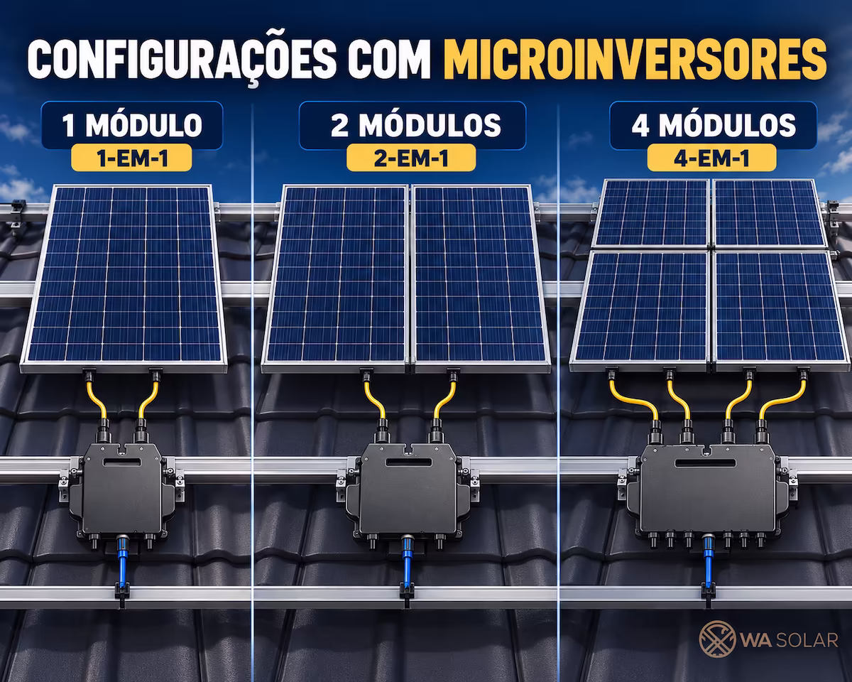 Comparação de configurações de módulos fotovoltaicos conectados a microinversores