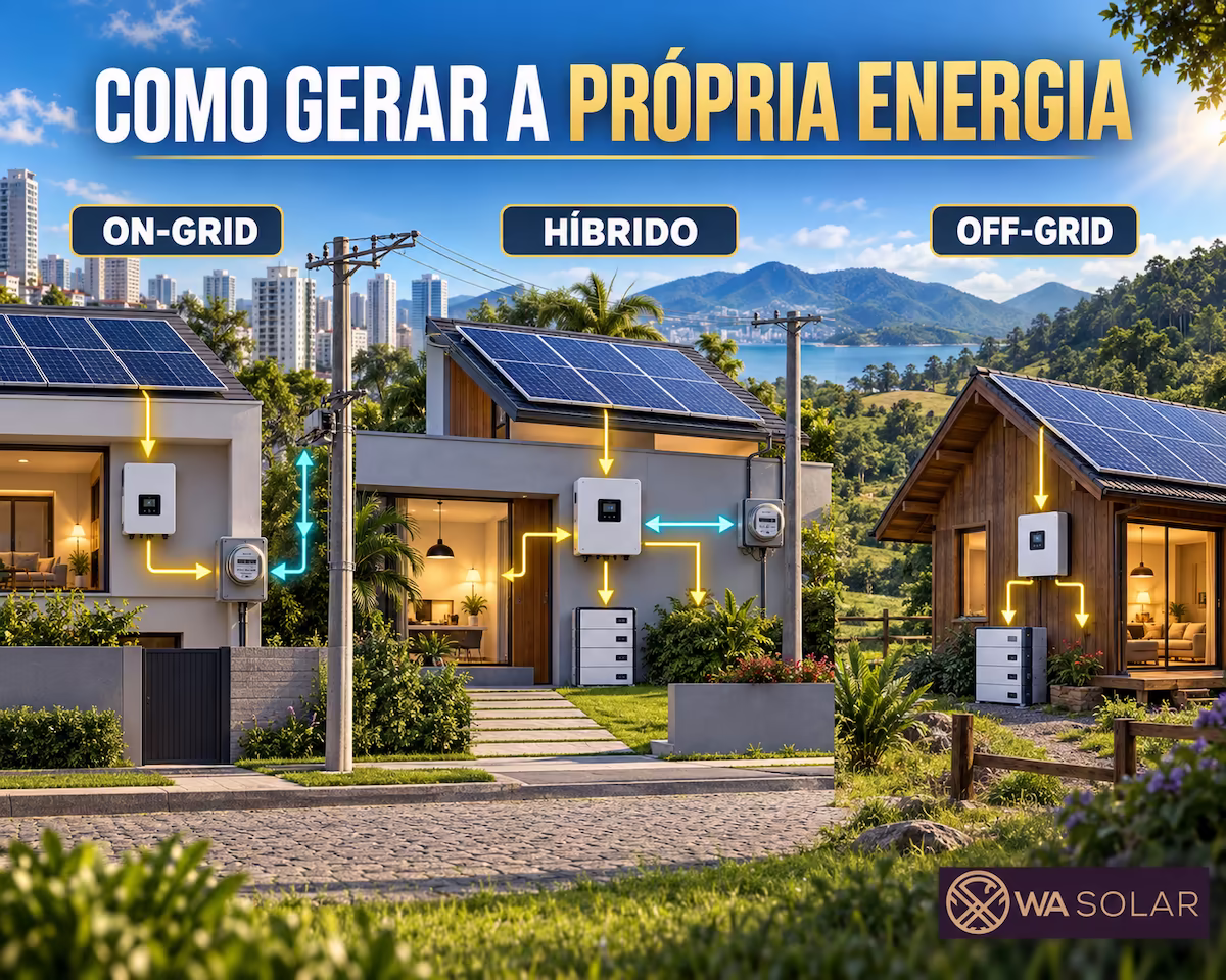 como gerar a própria energia com sistema on-grid híbrido e off-grid