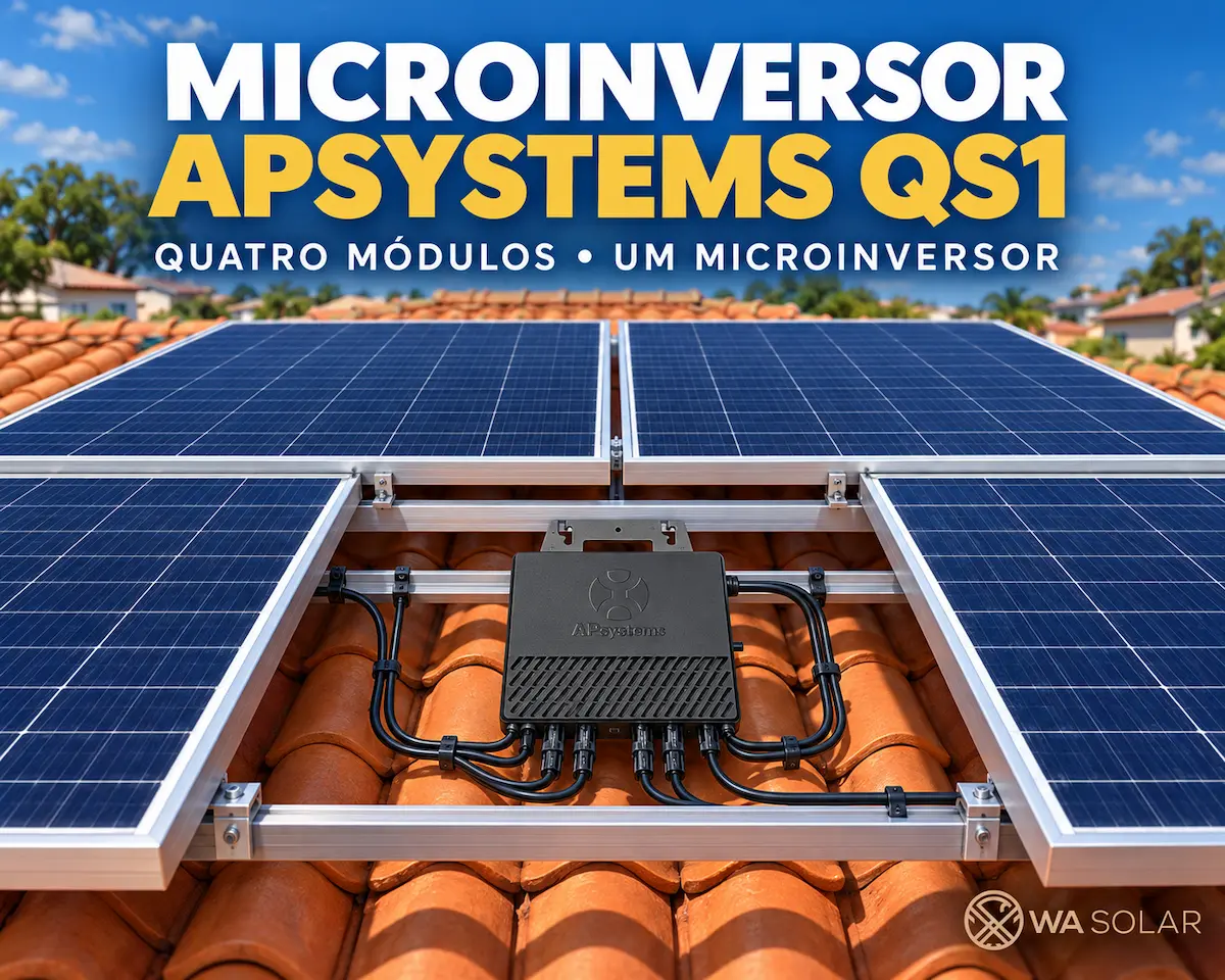 Microinversor APsystems QS1 conectado a quatro módulos fotovoltaicos