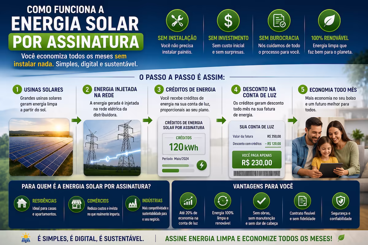 como funciona a energia solar por assinatura