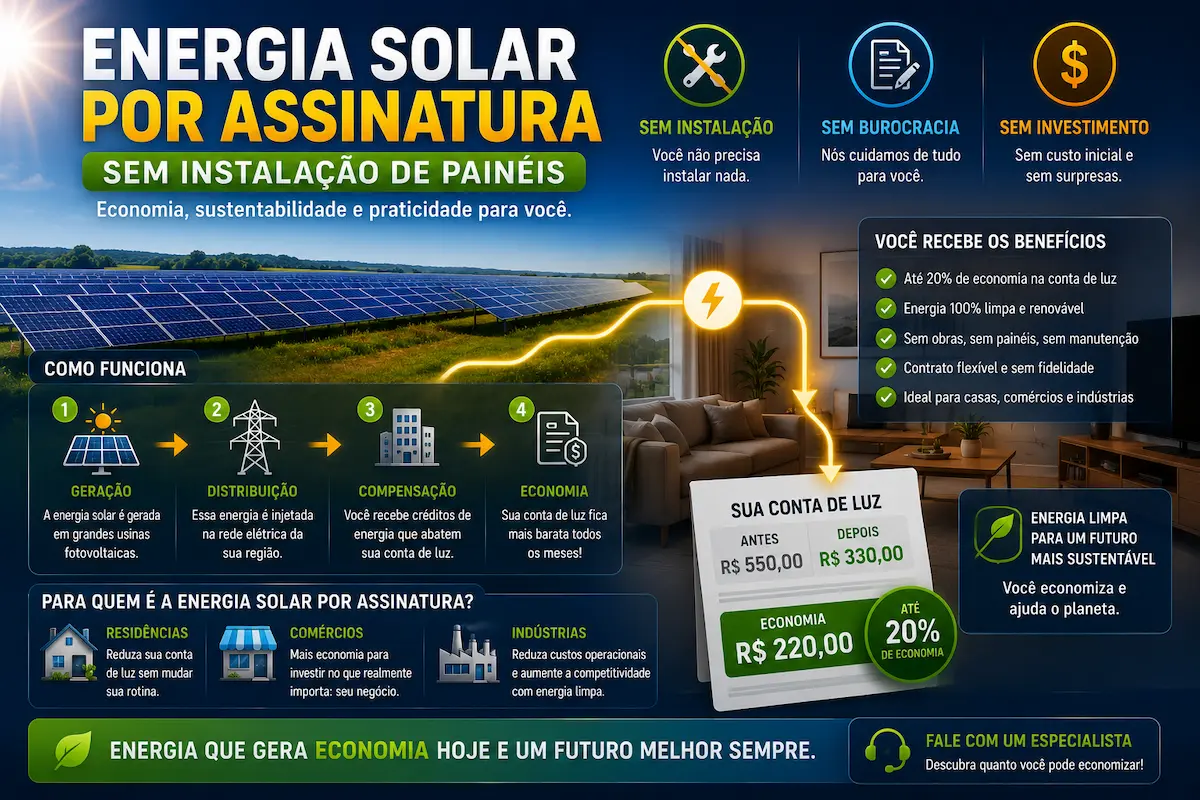 energia solar por assinatura sem instalação de painéis