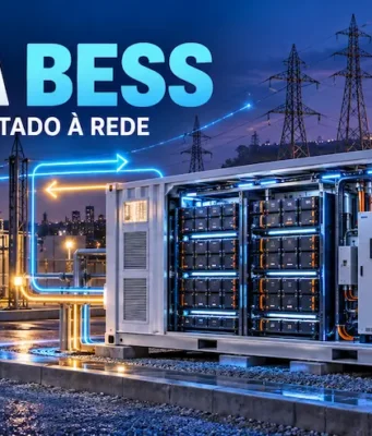 Sistema BESS de armazenamento de energia em baterias conectado à rede elétrica
